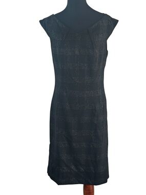 Mossimo Stretch Black Sheath Dress Size 6 Subtle Shimmer Plaid Minimal Chic
